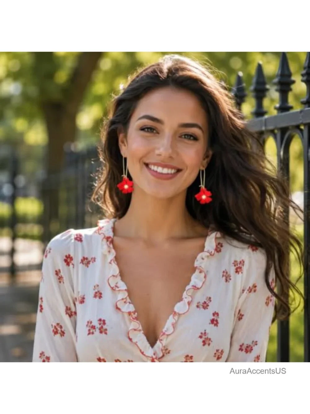 Bohemian Daisy Flower Dangle Earrings Gold Plated Long Drop Floral Statement